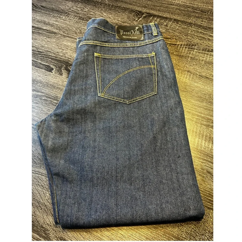 PossiAtti Mens Straight Leg Jeans 40x34 Dark Wash Cotton Classic Denim‎ Jeans
